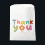 Kids Colourful Thank You 1st Birthday  Favour Bags<br><div class="desc">This cute and modern kids favour bag features the words 'thank you' in a colourful typography. This design matches our 'one silly goose' kids first birthday collection.</div>