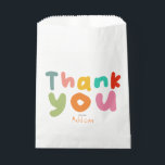 Kids Colourful Thank You 1st Birthday  Favour Bags<br><div class="desc">This cute and modern kids favour bag features the words 'thank you' in a colourful typography. This design matches our 'one silly goose' kids first birthday collection.</div>