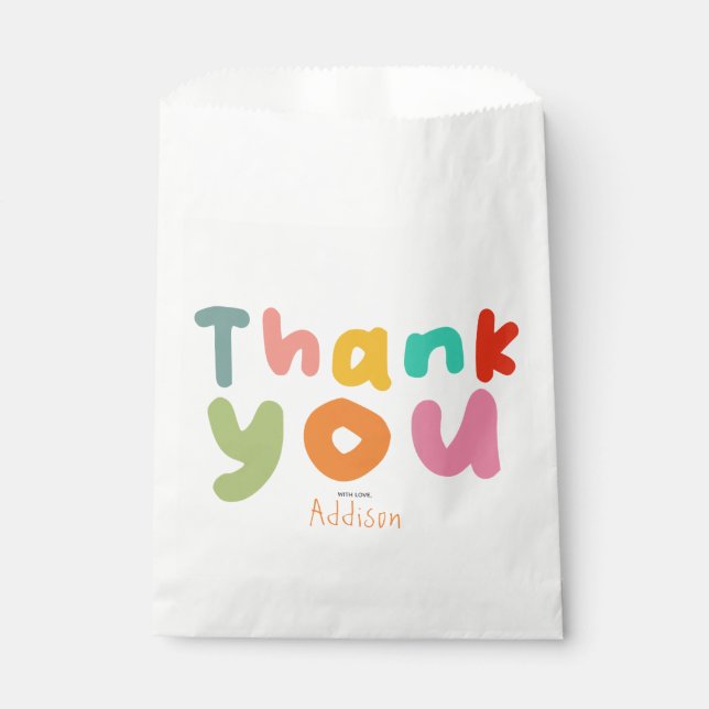 Kids Colourful Thank You 1st Birthday  Favour Bags (Front)