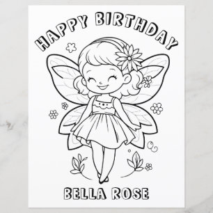 Kids Colouring book fairy birthday party activity