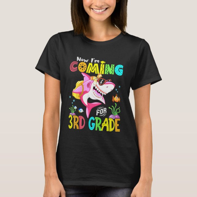 Kids Coming For 3rd Grade Shark Backpack Back To S T-Shirt (Front)