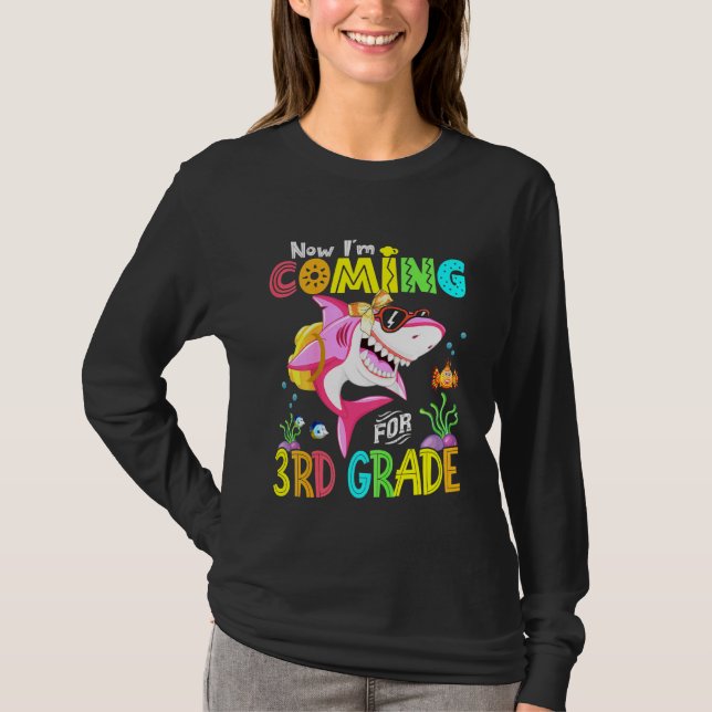 Kids Coming For 3rd Grade Shark Backpack Back To S T-Shirt (Front)