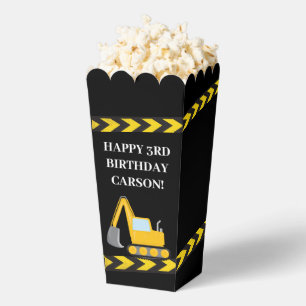 Kids Construction Birthday Party Black Popcorn Favour Box