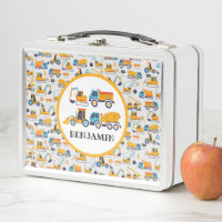Kids Construction Dump Trucks Pattern Personalised