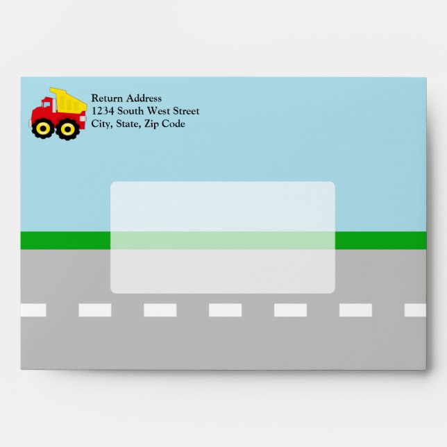 Kids Construction Dumptruck Envelope (Front)