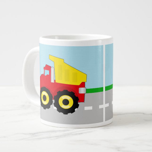 Kids Construction Dumptruck Large Coffee Mug (Front Left)