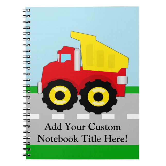 Kids Construction Dumptruck Spiral Notebook (Front)