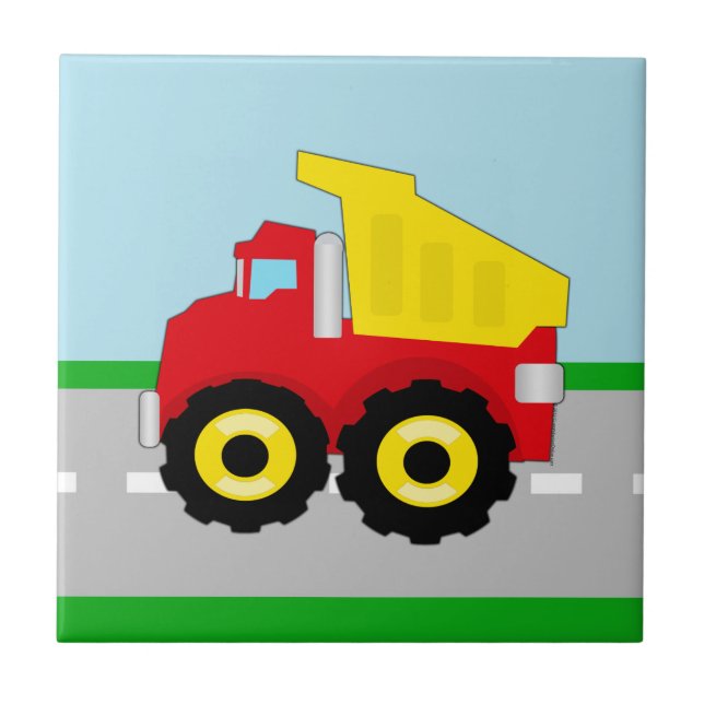 Kids Construction Dumptruck Tile (Front)