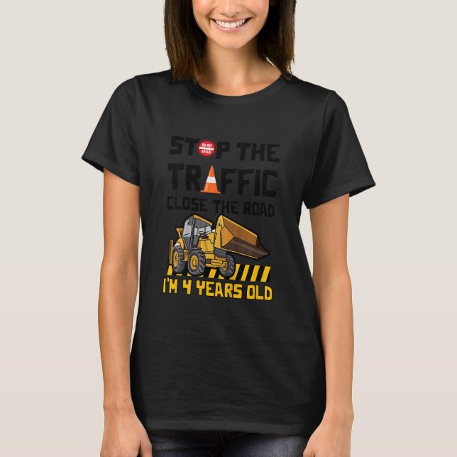 Kids Construction For A 4 Year Old Construction T-Shirt (Front)