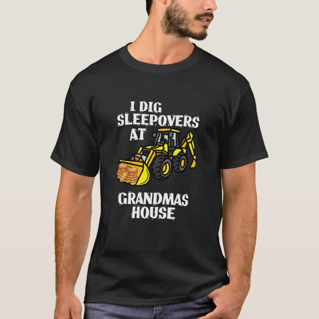 Kids Construction Loader Excavator I Dig Sleepover T-Shirt (Front)