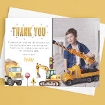 Kids Construction Photo Birthday Party Thank You Card<br><div class="desc">Say thank you to your guests in a special way with a thank you card that features a favourite birthday photo of yours! Printed with cheerful watercolor images of a digger, dump truck, traffic lights, and road signs, this card is sure to put a smile on their face and make...</div>