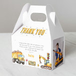 Kids Construction Photo Birthday Party Thank You Favour Box<br><div class="desc">Say thank you to your guests in a special way with a thank you favour box that features a favourite birthday photo of yours! Printed with cheerful watercolor images of a digger, dump truck, traffic lights, and road signs, this box is sure to put a smile on their face and...</div>