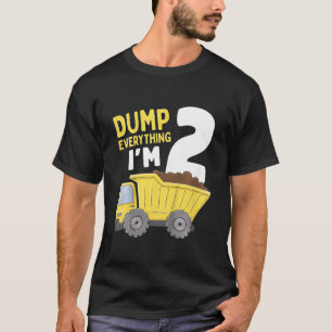 Kids Construction Truck 2nd Birthday Boy 2 Two Yea T-Shirt