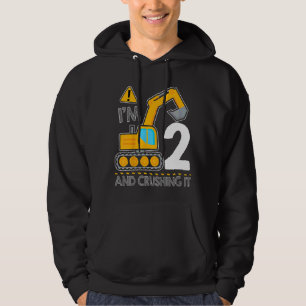 Kids Construction Truck 2nd Birthday I'm 2 And Cru Hoodie