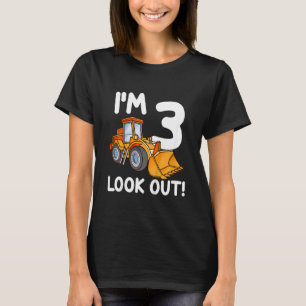 Kids Construction Truck 3rd Birthday Boy 3 Three B T-Shirt
