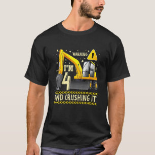 Kids Construction Truck 4th Birthday 4 Years Old D T-Shirt