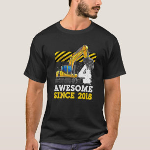Kids Construction Truck 4Th Birthday Boy Excavator T-Shirt