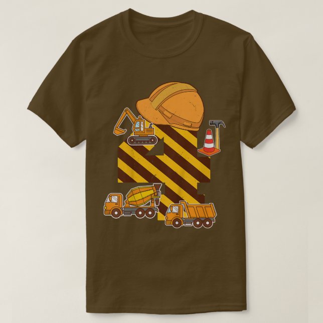 Kids Construction Truck 4th Birthday Boy Excavator T-Shirt (Design Front)