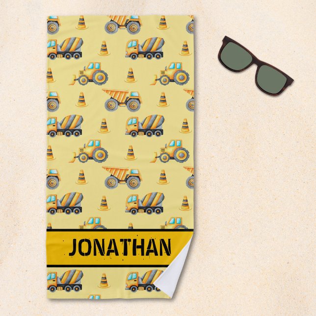 Kids' Construction Truck – Fun & Customizable Beach Towel (Creator Uploaded)