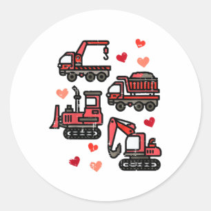 Kids Construction Truck I Dig You Funny Kids Boys  Classic Round Sticker