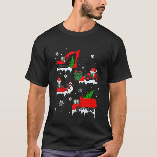 Kids Construction Vehicle Crane Truck Christmas Ho T-Shirt (Front)