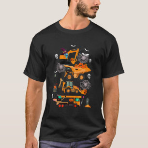 Kids Construction Vehicle Halloween Crane Truck Pu T-Shirt