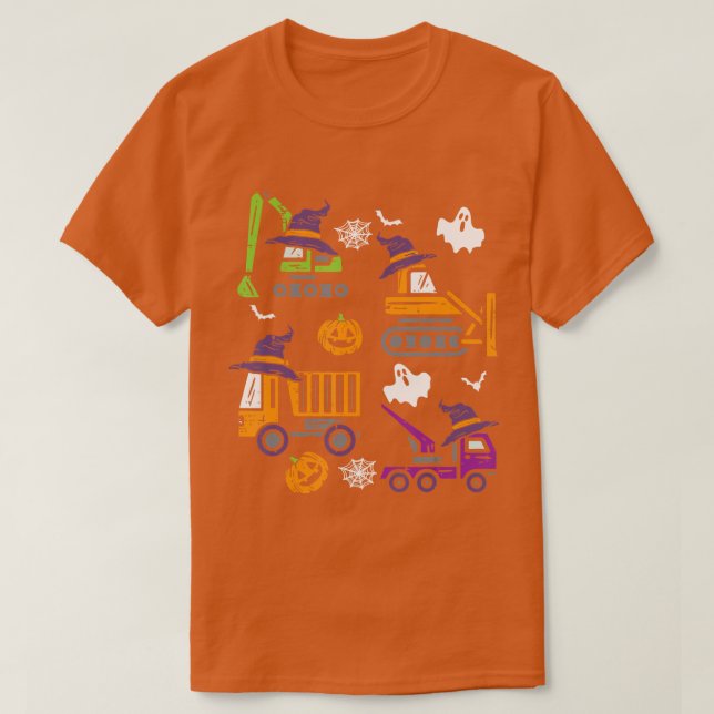 Kids Construction Vehicle Halloween Crane Truck Pu T-Shirt (Design Front)