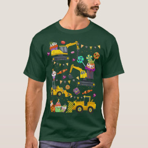 Kids Construction Vehicle Halloween Crane Truck Pu T-Shirt