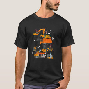 Kids Construction Vehicle Halloween Crane Truck Pu T-Shirt