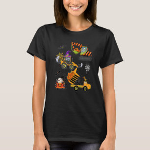 Kids Construction Vehicle Halloween Crane Truck Pu T-Shirt