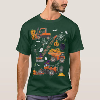 Kids Construction Vehicle Halloween Crane Truck Pu T-Shirt