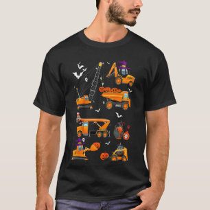 Kids Construction Vehicle Halloween Crane Truck Pu T-Shirt