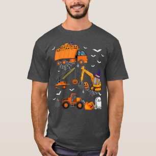 Kids Construction Vehicle Halloween Pumpkin Crane  T-Shirt