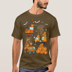 Kids Construction Vehicle Halloween Truck Pumpkin  T-Shirt