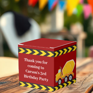 Kids Construction Vehicle Red Boys Birthday Party Favour Box