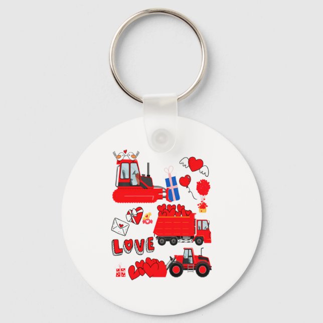 Kids Construction Vehicle Valentine Crane Truck Cu Key Ring (Front)