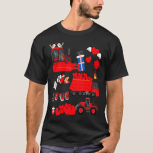 Kids Construction Vehicle Valentine Crane Truck Cu T-Shirt
