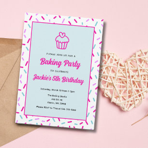 Kids Cooking Baking Birthday Party Invitation 