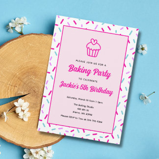 Kids Cooking Baking Birthday Party Invitation