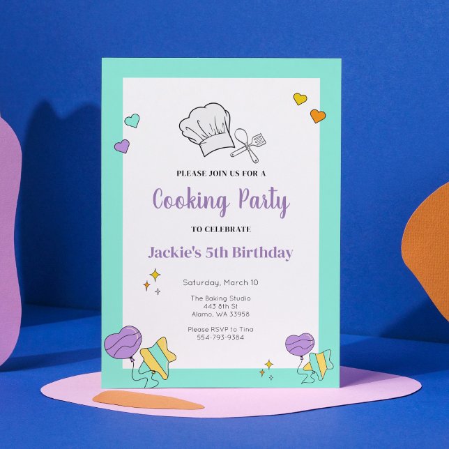 Kids Cooking Baking Birthday Party Invitation  (Creator Uploaded)