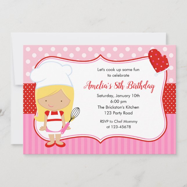 Kids Cooking Birthday Invitation (Baking) (Front)