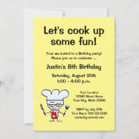 Kid's cooking Birthday party invitation template