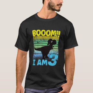 Kids Cool Dino Birthday 3 Years Old Birthday Boom T-Shirt