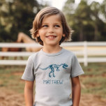 Kids Cool Dinosaur Dig Skeleton Boys T-Shirt<br><div class="desc">This cute personalised kids shirt features a blue prehistoric dinosaur fossil. There is also space for you to add your boys name,  in whimsical typography. The perfect dinosaur themed gift for any archaeology or dinosaur enthusiast,  great for both toddlers and older children.</div>