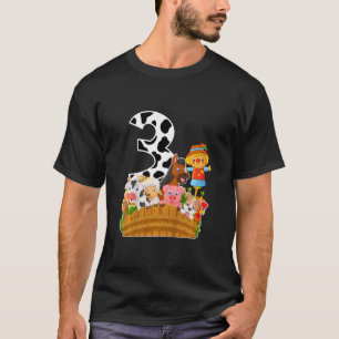 Kids Cool Farm Animals 3rd Birthday For Toddler T-Shirt