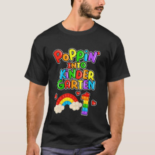 Kids Cool Poppin' Into Kindergarten 1 Cute Rainbow T-Shirt