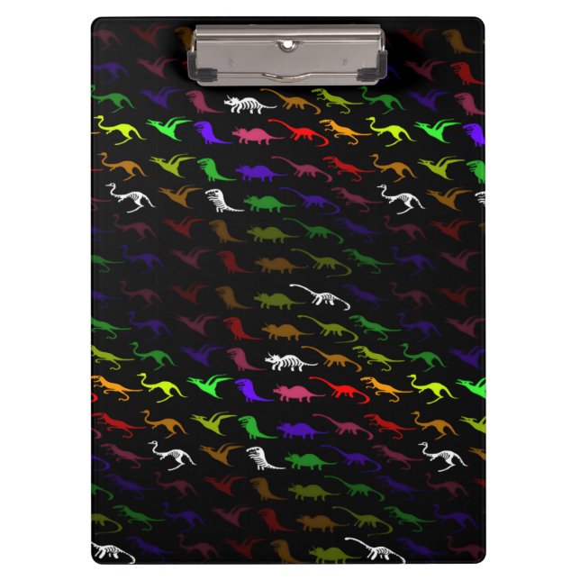 Kids cool rainbow colourful cute dinosaur clipboard (Front)