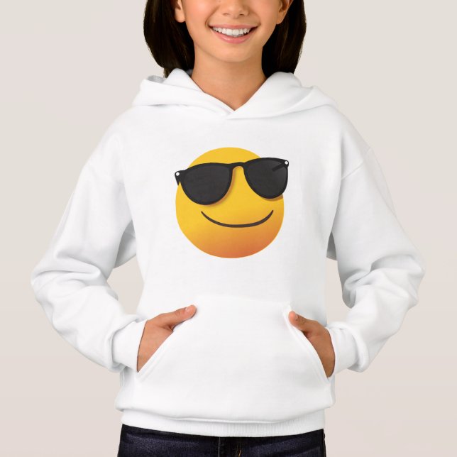 Kids Cool Smiley Hoodie | Fun Emoji Graphic Design (Front)