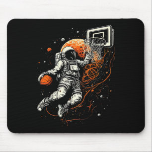 Kids Cool Space Bysketbyll With Astronaut Mouse Pad