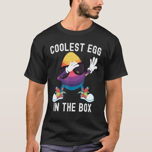 Kids Coolest Egg In The Box Dabbing Easter Egg Gir T-Shirt (Front)